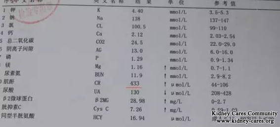 High Creatinine Level 1220umol/L Decreases to 258umol/L