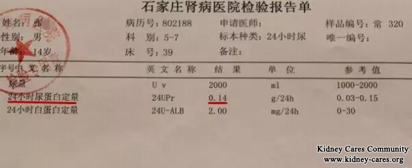 24-Hour Urinary Protein Quantity Decrease To 0.14g/24h In Nephrotic Syndrome