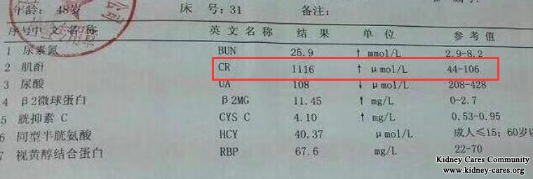 Detoxification Therapy Reduces High Creatinine Level 1116umol/L